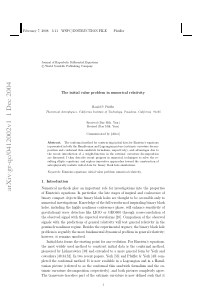 The initial value problem in numerical relativity