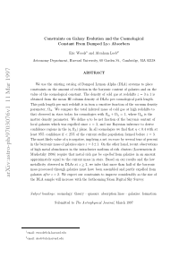 Constraints on Galaxy Evolution and the Cosmologic