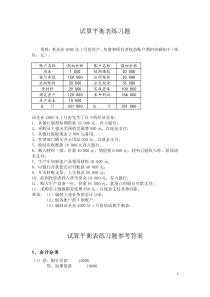 试算平衡表练习题及答案