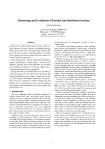 1 Monitoring and Evaluation of Parallel and Distri