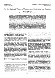 An Attributional Theory of Achievement Motivation 