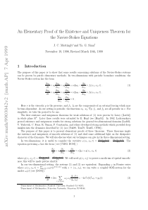 An Elementary Proof of the Existence and Uniquenes