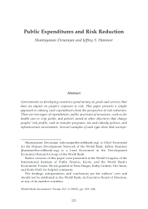 Public Expenditures and Risk Reduction