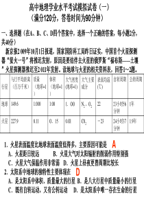 高中地理学业水平考试模拟试卷(一)