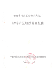 金塘乡大宝厂铅锌矿区地质普查报告123