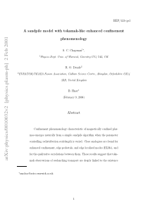 A sandpile model with tokamak-like enhanced confin