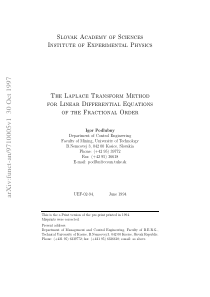 The Laplace Transform Method for Linear Differenti