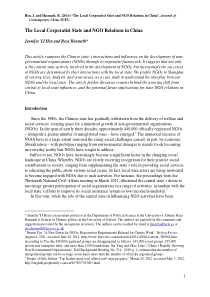 The Local Corporatist State and NGO Relations in C