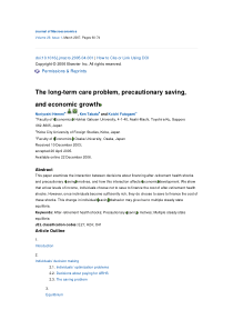 The long-term care problem, precautionary saving, 