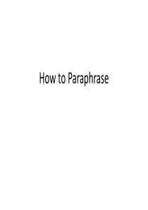 How to Paraphrase如何进行改写