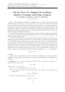 On the Power of a Singular Set in Binary Additive 