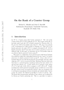 On the rank of a Coxeter group