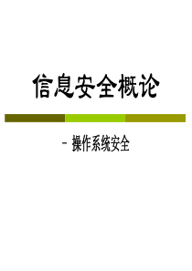 信息安全概论 操作系统安全