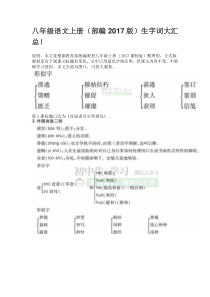 八年级语文上册(部编2017版)生字词大汇总