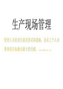 2013生产车间现场管理篇培训资料
