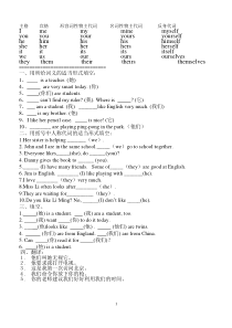 英语人称代词主格宾格_练习