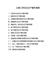 主要工种安全生产操作规程