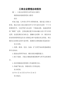 工商企业管理总结报告