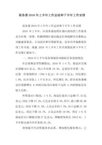 商务委2016年上半年工作总结和下半年工作安排
