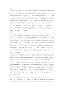 七年级英语上册期末完形填空复习题