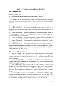 Unit 11 On becoming a better student练习答案综合教程三