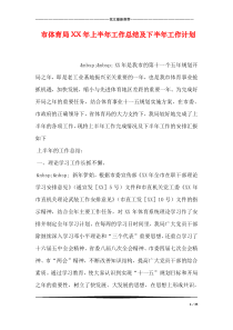 市体育局XX年上半年工作总结及下半年工作计划