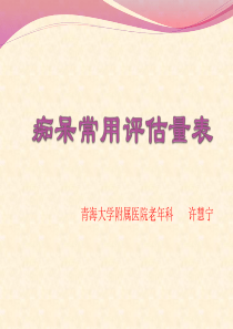 痴呆常用评估量表1