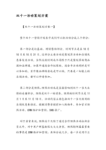 最新双十一活动策划方案-范文精品