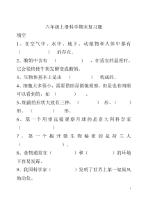 六年级上册科学期末复习题