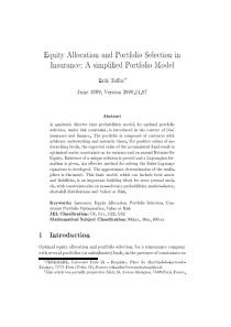 Equity Allocation and Portfolio Selection in Insur