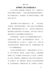 试用期员工转正自我鉴定范文