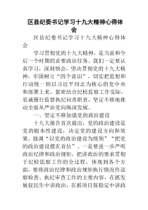 区县纪委书记学习十九大精神心得体会