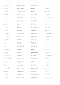 一年级20以内口算题
