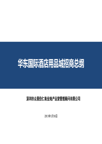 XXXX年1月18日合肥华东国际酒店用品城招商总纲