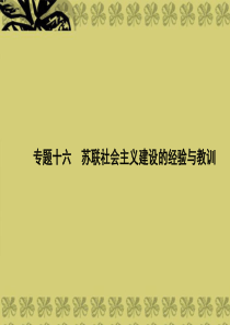 【创优导学案】2014高考历史一轮复习 专题十六 苏联社会主义建设的经验与教训课件 人民版必修2