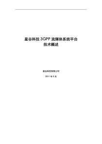 星谷科技3GPP流媒体系统平台解决方案概述1.0