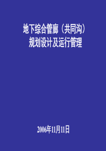 综合管廊(共同沟)规划设计及运行管理