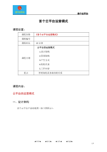 首个云平台运营模式