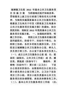城厢镇卫生院基本公共卫生服务项目实施方案