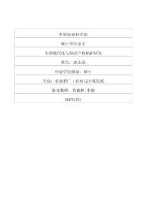 中药现代化与知识产权保护研究