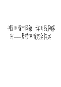 中国啤酒市场第一洋啤品牌解密.PPT30页