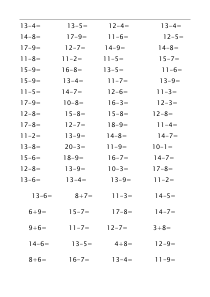 最新20以内退位减法练习题(10页)