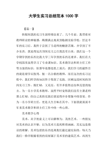大学生实习总结范本1000字