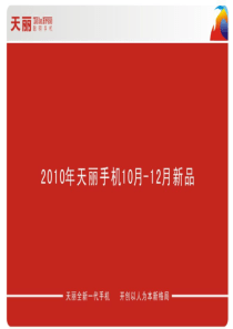 2010年天丽手机10月-12月新品