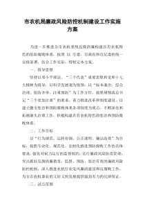 市农机局廉政风险防控机制建设工作实施方案
