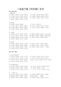部编版一年级下册生字表写字表组词