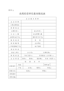 农药经营单位基本情况表