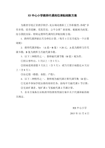 XX中心小学教师代课津贴奖励方案