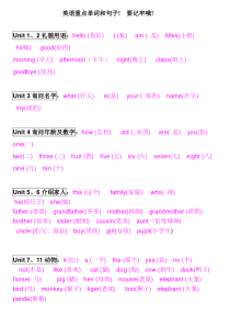 三年级英语上册总复习资料(湘教版)