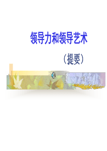 领导力和领导艺术(提要)